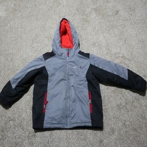 Swiss Tech Performance Gear Full Zip Hooded Jacket Gray Black Kids Size Medium